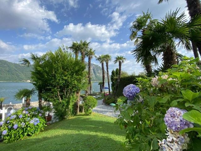 Luganersee, Pool, Strand, Parkplatz, Suite Bissone Exteriör bild